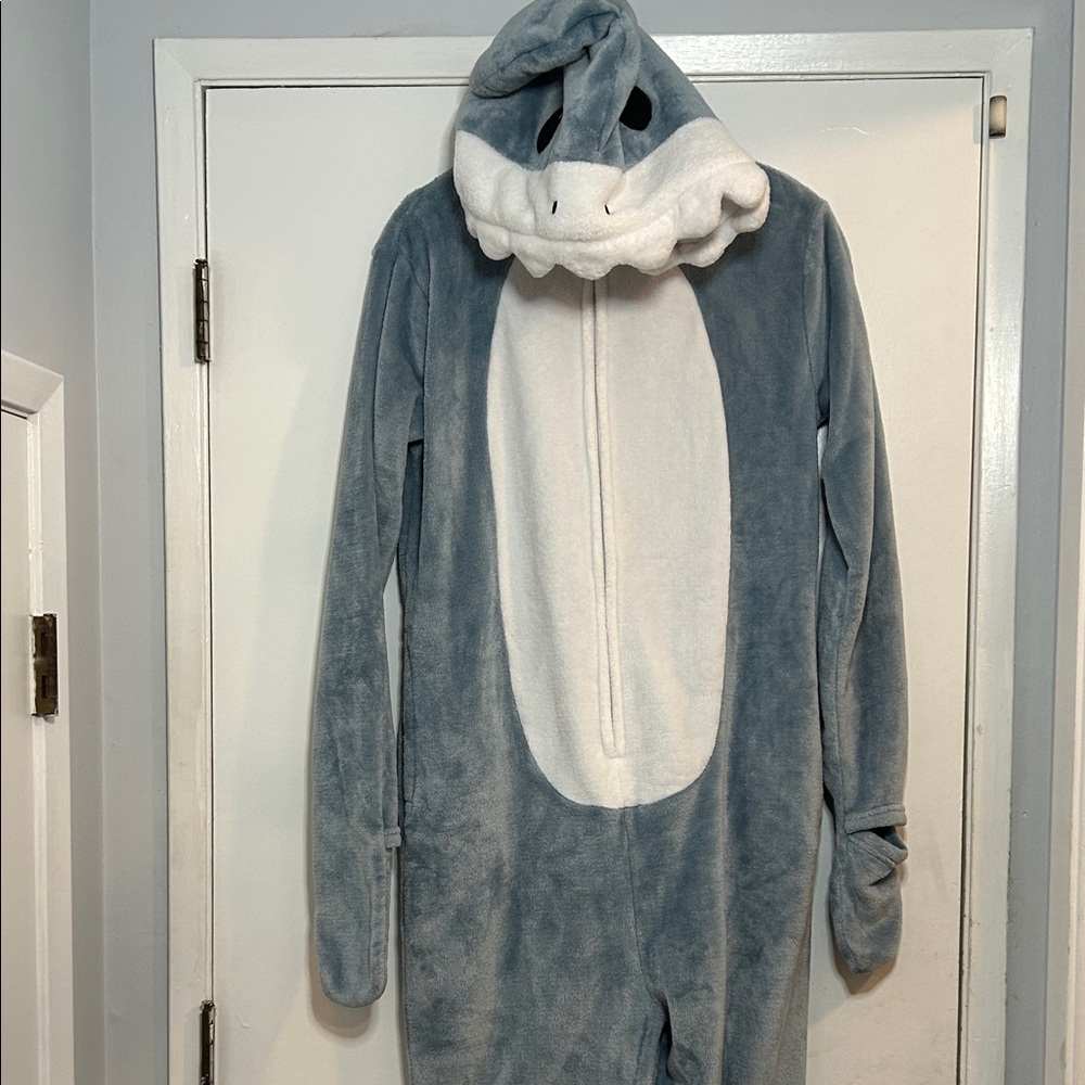 Shark Hoodie Onesie One Piece Pajama Cosplay Adult Halloween Costume Pockets S